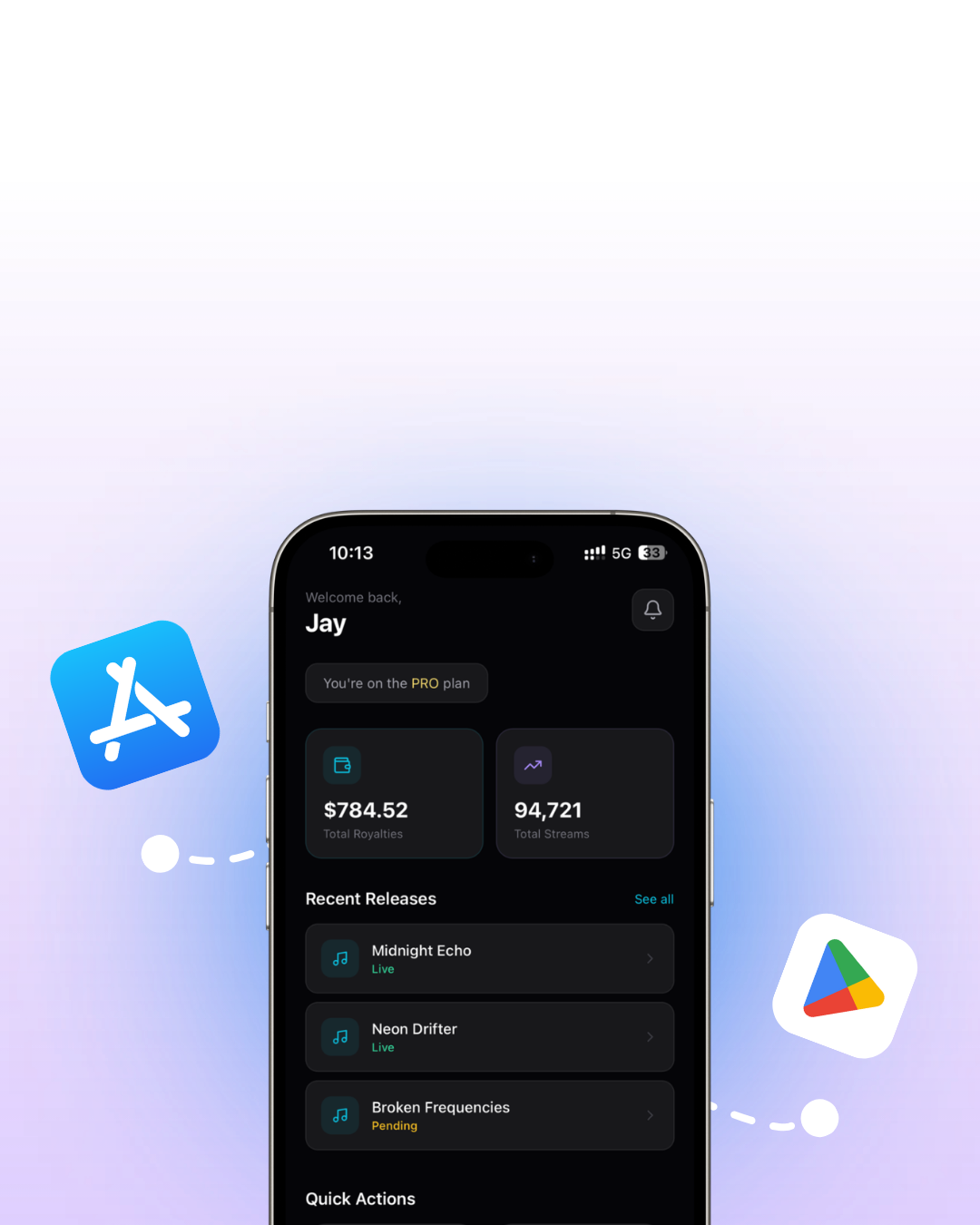 PlayGeet mobile app for music distribution, royalty tracking, release management and artist analytics
